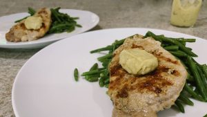 Grilled Pork Loin Chops with Roasted Garlic Spread