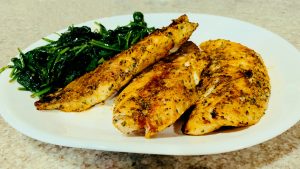 Grilled Rockfish with Wilted Spinach